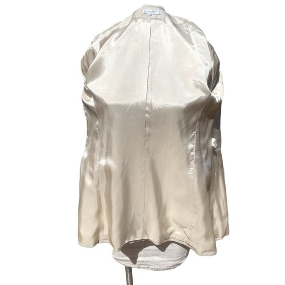 Vintage Henri Bendel Silk Cream Herringbone Blazer Women's 6 SMALL - Picture 10 of 12